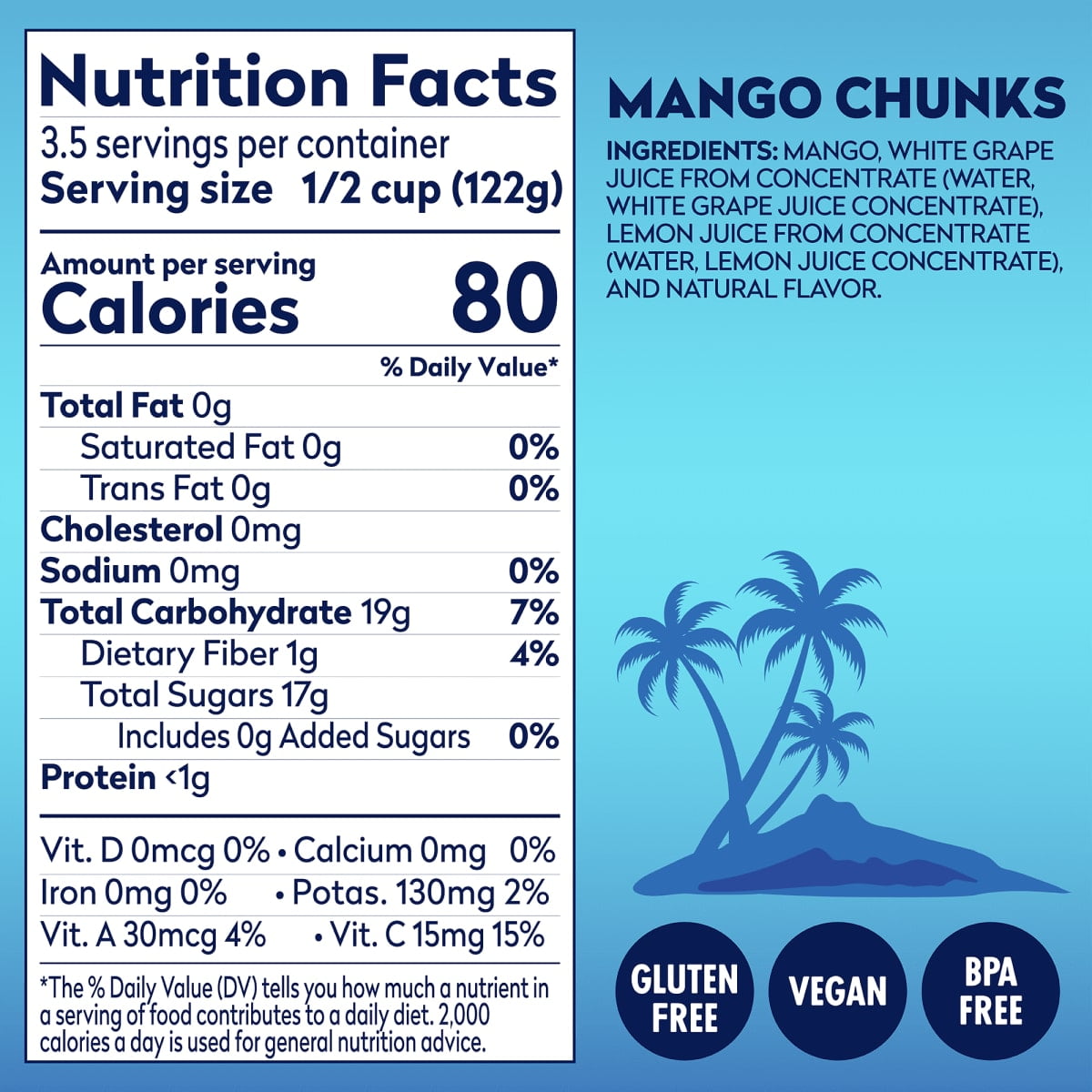 (2 pack) Dole Mango Chunks in a Blend of 100% Juice*, 15.5 oz