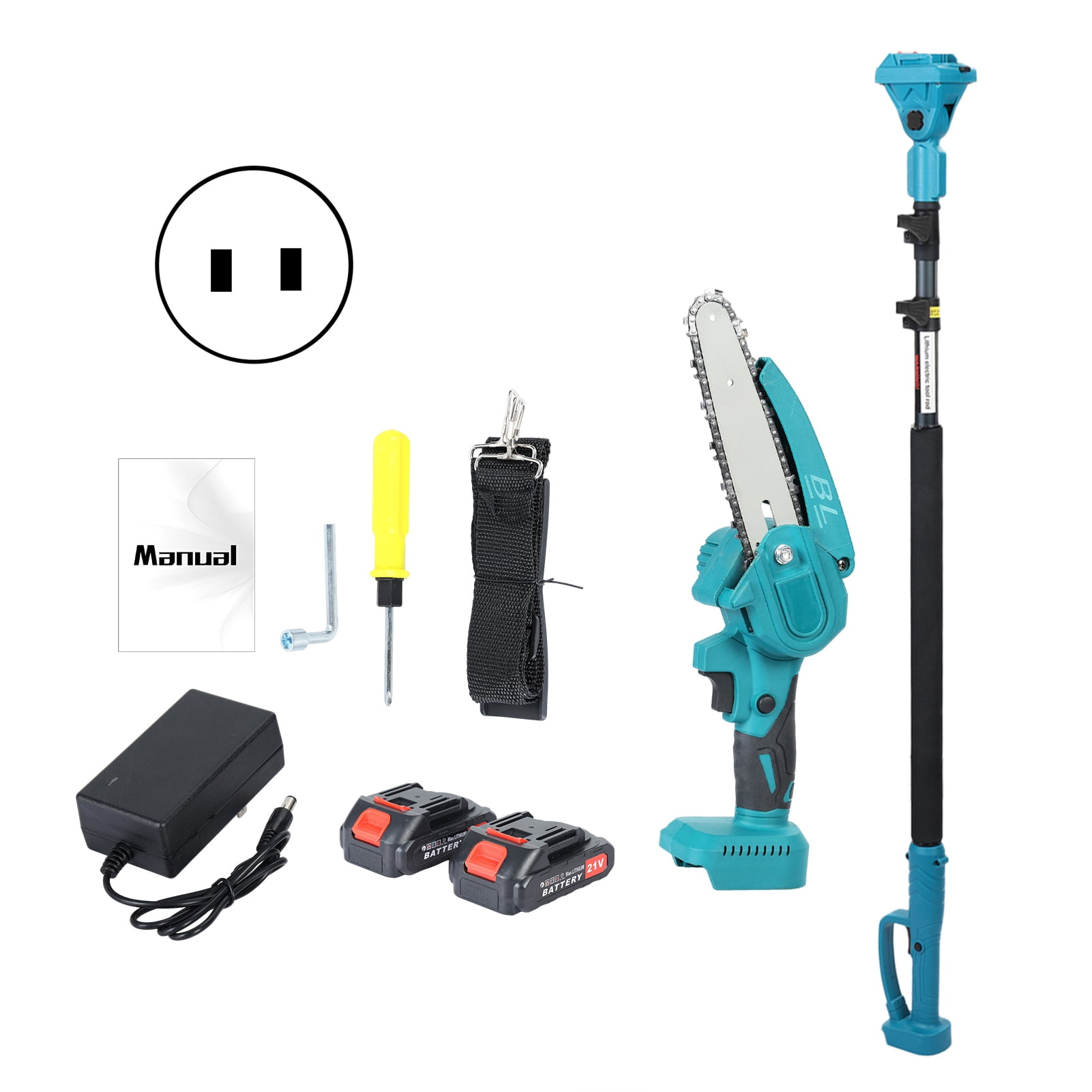 Arlohe 6-Inch Electric Pole Saw,800W Brushless Motor,4.6-9.8ft Retractable Pole,2x2000mAh Batteries,Landscape Gardening Tool
