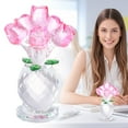 thumbnail image 2 of Rose Crystal Flower Figurine with Vase | Glass Rose Gift for Women, Wife, Girlfriend, Mom | Perfect for Valentine's Day, Birthdays, Anniversaries, and Home Decoration, Pink, 2 of 9
