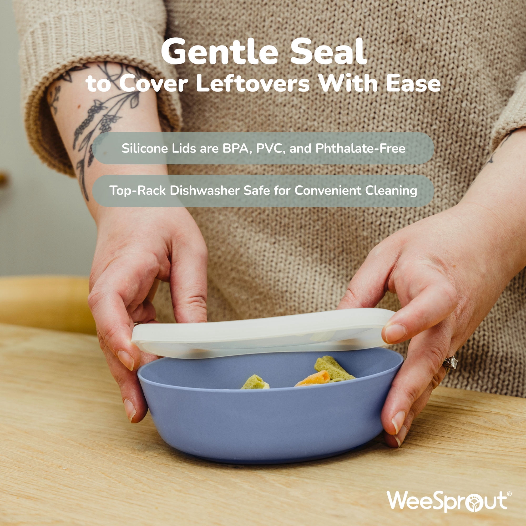 WeeSprout Bamboo Kids Bowls, Set of Four Kid-Sized Dinnerware, Cereal, Leftovers & Snack Bowl