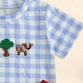thumbnail image 4 of HCNTES Toddler Baby Boy Clothes Farm Embroidered Short Sleeve T Shirt And Plaid Shorts Set 2Pcs Summer Outfit monsters inc boys 3t 4t clothes(18-24 Months,Sky Blue), 4 of 6