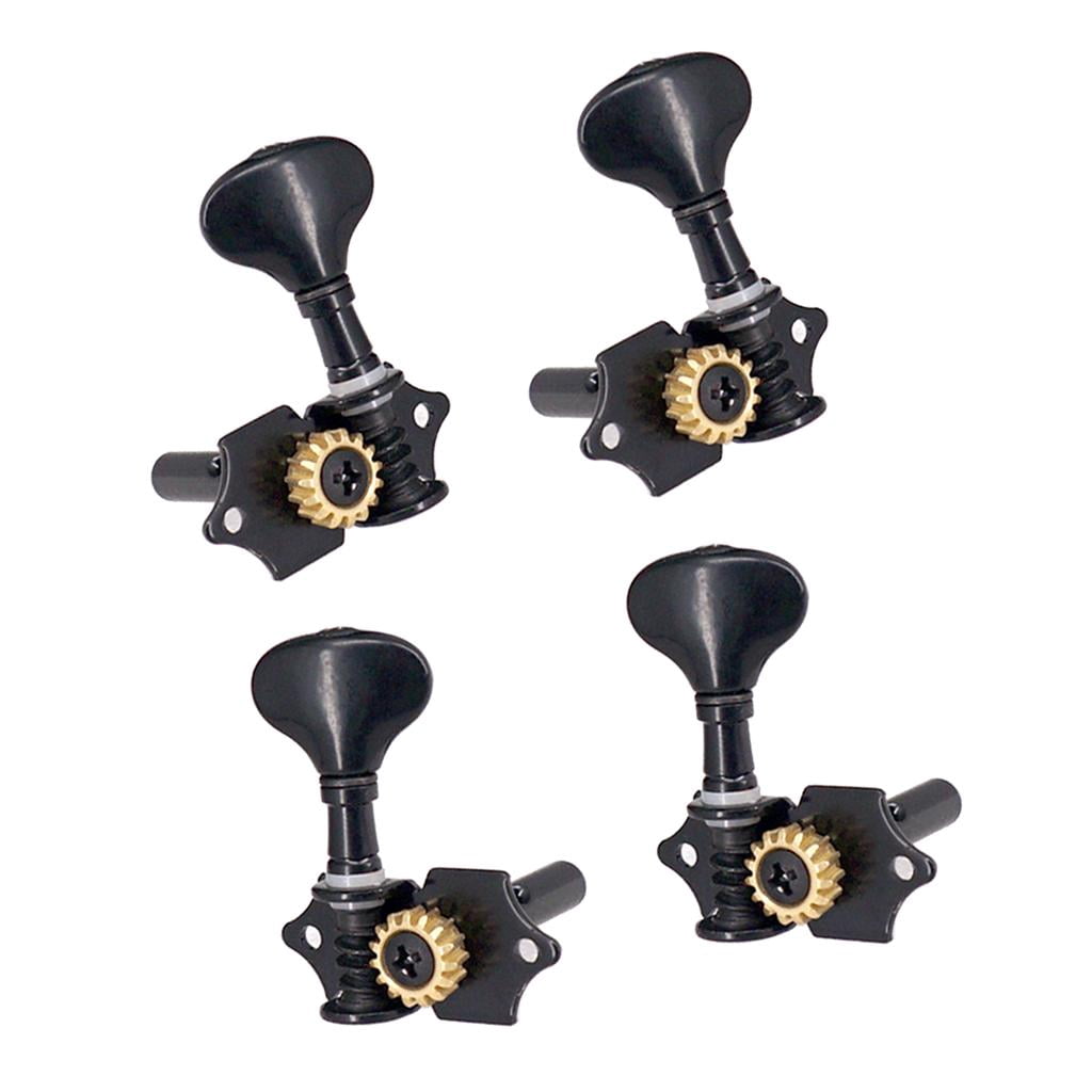 4pcs 2R2L Chaîne Tuning Peg Gear Électrique Ukulélé Tuner Machines Têtes Noir
