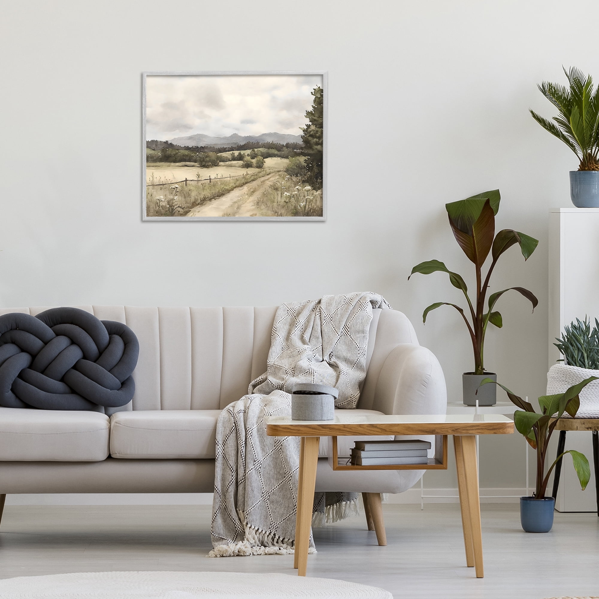 Stupell Industries Muted Meadow Lane Gray Framed Giclee Art, design by Riley B