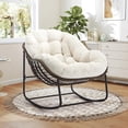 thumbnail image 6 of HONEY HOME Outdoor Papasan Rocking Chair, Oversized Indoor Rocking Chair with Cushion, Rattan Wicker Egg Chairs with Steel Frame, Porch Rocker Chairs Furniture for Garden Lawn Bedroom Living Room, 6 of 7
