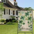 thumbnail image 4 of St. Patrick's Day Garden Flag Irish Garden Flag Shamrock Clovers Welcome Spring Outdoor Flag 28''×40'' Burlap Vertical Double Sided Garden Flags for Home,Farmhouse Holiday Spring Outdoor Decor, 4 of 6