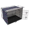 thumbnail image 6 of Cartoon Dog Crate Cover, Unknown Flying Object Ufo in Sky with Clouds Playful Pattern, Easy to Use Pet Kennel Cover Small Dogs Puppies Kittens, 7 Sizes, Indigo and Multicolor, by Ambesonne, 6 of 6