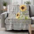 thumbnail image 2 of You Are My Sunshine Blanket Soft Cozy Warm Throw Blanket for Couch, Plush Fuzzy Flannel Fleece Blankets for Sofa, Yellow Sunflowers Cute Bees Heart Retro Wood Bed Blankets Gifts for Men, 40"x50", 2 of 9