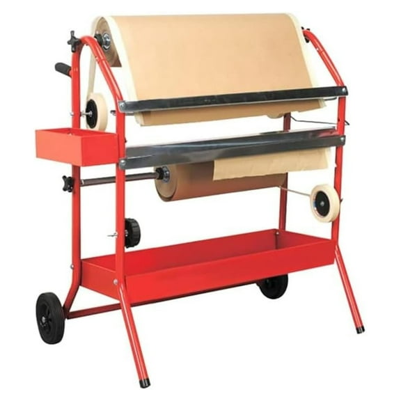 Masking Paper Machine 18", Mobile Multi-Roll with Storage Trays for Auto Body, Painting, and Shop