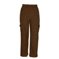 thumbnail image 6 of DHFJKG Womens Corduroy Pants High Waisted Elastic Drawstring Cargo Loose Fit Wide Leg Joggers Pants With Pockets Soft Trousers, 6 of 6