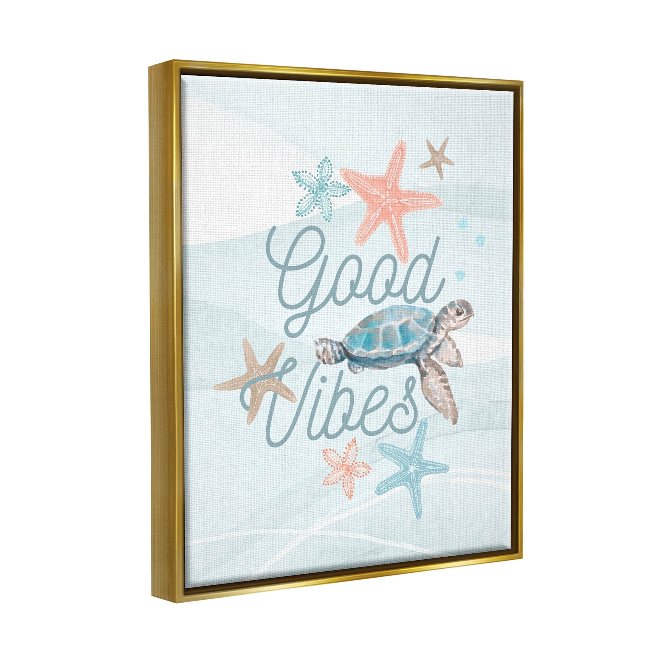 Good Vibes Underwater Sea Life Animals & Insects Graphic Art Metallic Gold Framed Art Print Wall Art
