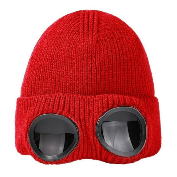 Lohuatrd Glasses Knitted Hat Unisex Bomber Hat Solid Color Elastic Soft Warm Anti-slip Regular Fit Ear Protection Windproof Decorative Winter Beanie Headwear