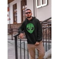 thumbnail image 2 of Cute Green Alien Head Hoodie Men -Image by Shutterstock, Male x-Large, 2 of 4