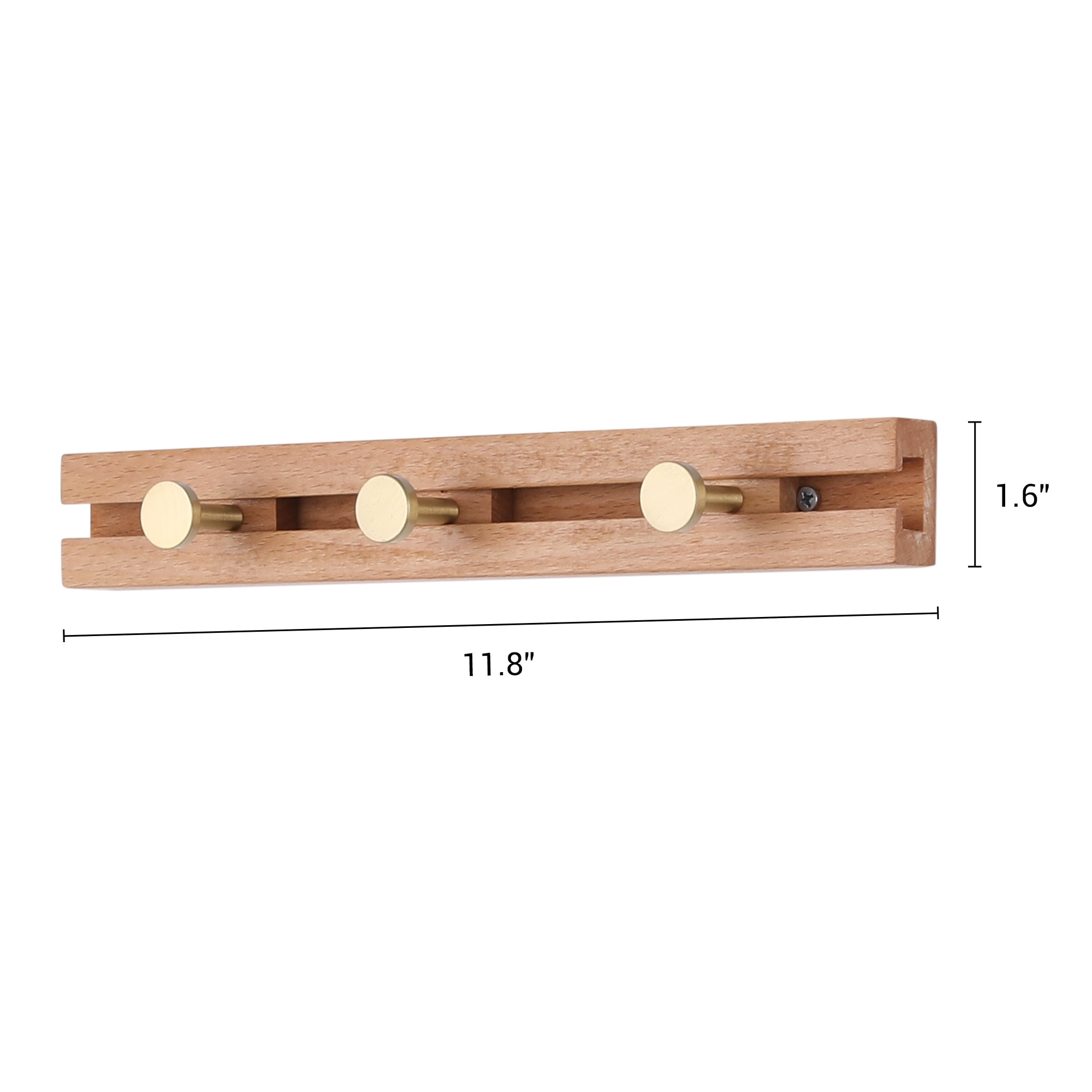 Unique Bargains Coat Rack Wall Mount Wood Coat Hook for Hanging with 3 Hooks Brown