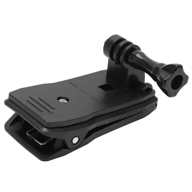 Soporte para cámara de acción con clip para equipo portátil, base giratoria de 360°, abrazadera para correa de mochila con hebilla de gancho en forma de J