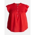 thumbnail image 5 of Terra & Sky Women’s Smocked Yoke Blouse with Flutter Sleeves, Sizes 0X-5X, 5 of 5