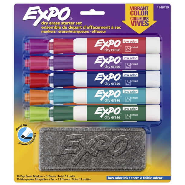 Set de 11 piezas para principiantes de rotuladores de borrado en seco EXPO, bajo olor