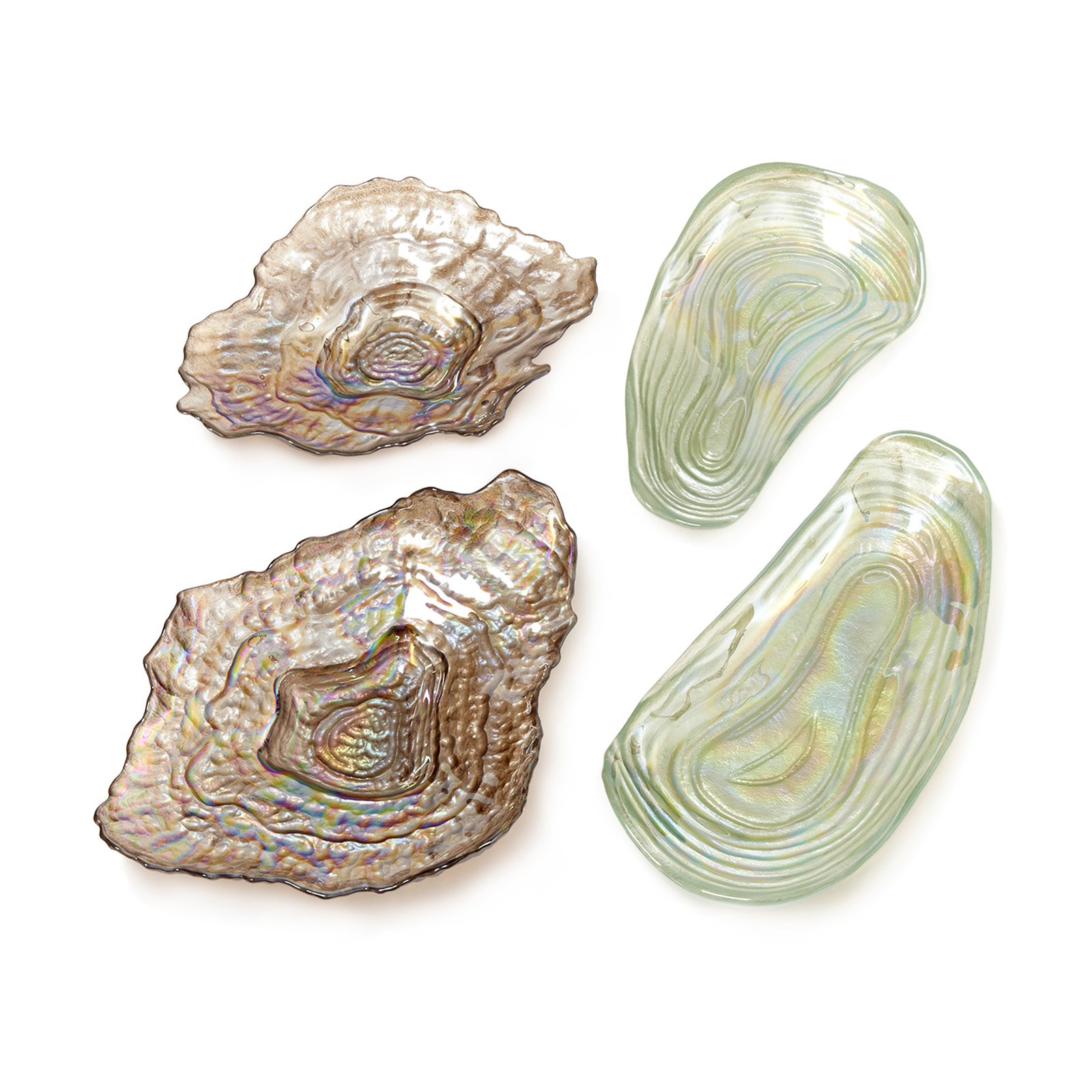 Passport Collection Lustrous Shell Sea Glass Plates Set of 4