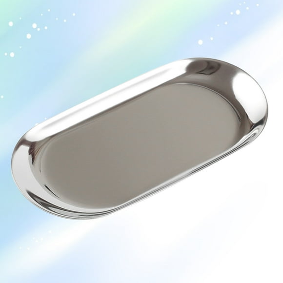 OULII Stainless Steel Serving Platter Jewelry Storage Serving Tray Silver 1Pack