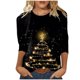 thumbnail image 2 of ICHUANYI Clearance Women's Fashion Printed Loose T-shirt 3/4 Sleeves Blouse Round Neck Casual Tops(Black, XXL) ICHUANYI WER2023081205930, 2 of 5