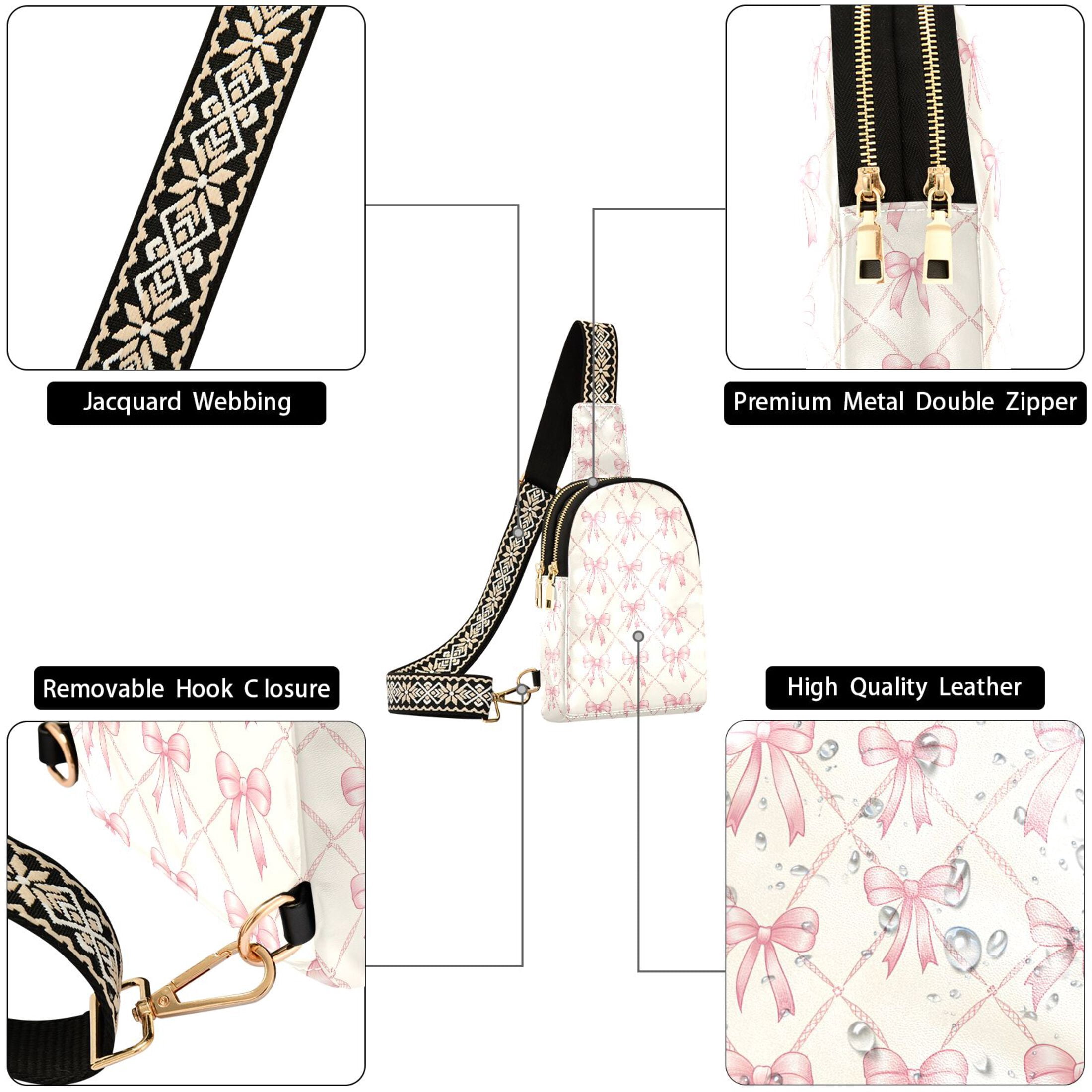ALAZA Bows Checkered Sling Bag for Women Men Waterproof Crossbody Chest Bags