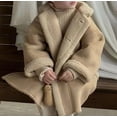 thumbnail image 5 of LIJCC Kids Girls Sherpa Fleece Lined Jacket Faux Suede Lined Plush Shearling Oversized Long Jacket Suede Button Down Windproof Lapel Coat Winter Thick Fluffy Outerwear, 5 of 6