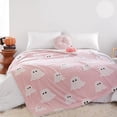thumbnail image 5 of Throw Blanket Halloween Blanket with White Pink Throw Blankets for Bed and Couch Soft Fluffy Fleece Blanket Pink Ghost, 5 of 7