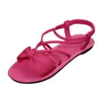 thumbnail image 2 of CQONEPT Women's Flat Sandals Comfortable Elastic Strappy Casual Summer Beach Sandals with Bow Lightweight Cute Walking Sandals Hot Pink 43, 2 of 6