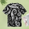 thumbnail image 4 of Black And White Paisley Pattern Seamless Design Women's Short Sleeve Tops Casual Blouses T Shirt, 4 of 6