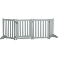 thumbnail image 1 of PawHut Foldable Dog Gate with Door, 4 Panels Pet Gate, Grey, 1 of 10