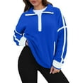 thumbnail image 5 of Huankd Women's Sherpa Fleece Pullover Half Zip Oversized Sweatshirt with Pockets Soft Warm Fuzzy Jacket for Fall Winter Blue L, 5 of 5