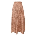 thumbnail image 3 of WDDDD Women's Flowy Maxi Skirt Boho A-Line High Waist Beach Vacation Orange XL, 3 of 5