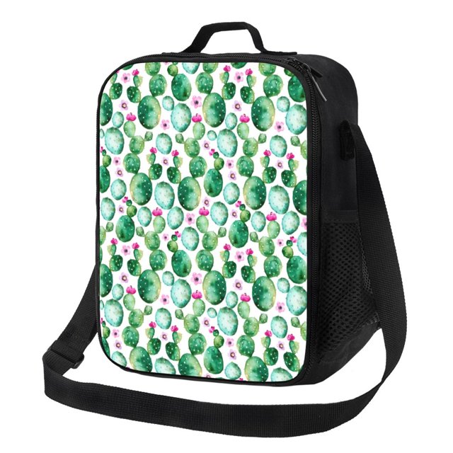 Vsdgher Cactus Plants Pattern Reusable Lunch Box, Insulated Lunch Bag Thickened Thermal Leakproof Lunch Tote Bag for Adult Office & Travel Picnic