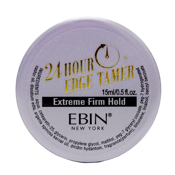 EBIN NEW YORK 24 Hour Edge Tamer - Fijación extremadamente firme (0,5 oz/ 15 ml) - Sin residuos blancos descamativos, brillo y textura suave con aceite de argán y aceite de ricino