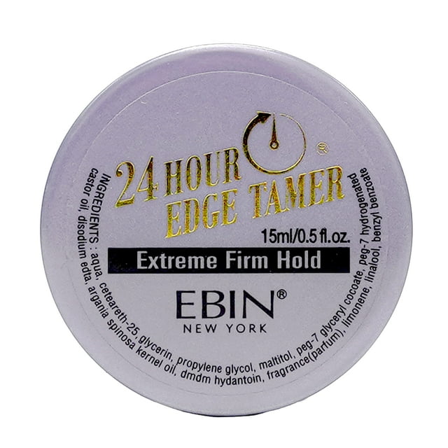 EBIN NEW YORK 24 Hour Edge Tamer - Fijación extremadamente firme (0,5 oz/ 15 ml) - Sin residuos blancos descamativos, brillo y textura suave con aceite de argán y aceite de ricino