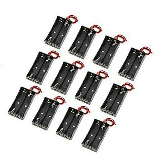 TOYMYTOY 12pcs Wired 2 x 1.5V AA Battery Holder Plastic Case