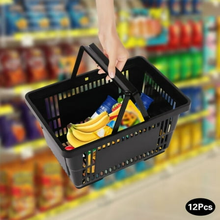 Shopping Basket Black 17*9*12 inch Size Convenient Sundries 12 Packs 21L