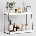 thumbnail image 1 of Organizador de mostrador de baño Forbena, 2 niveles, madera blanca/gris, 1 of 7
