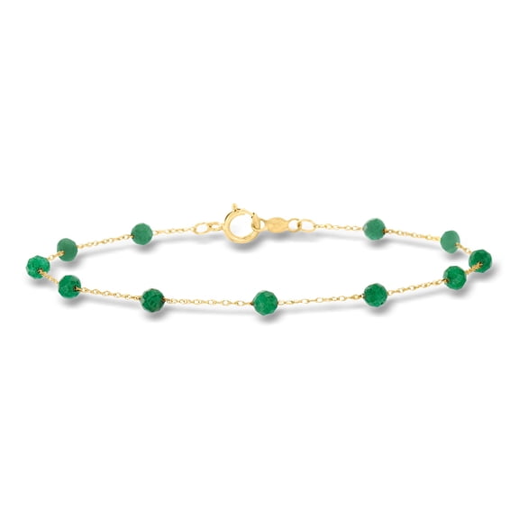 Pure Collection by Ross-Simons 1.60 ct. t.w. Emerald Bead Station Bracelet in 14kt Yellow Gold, Women's, Adult