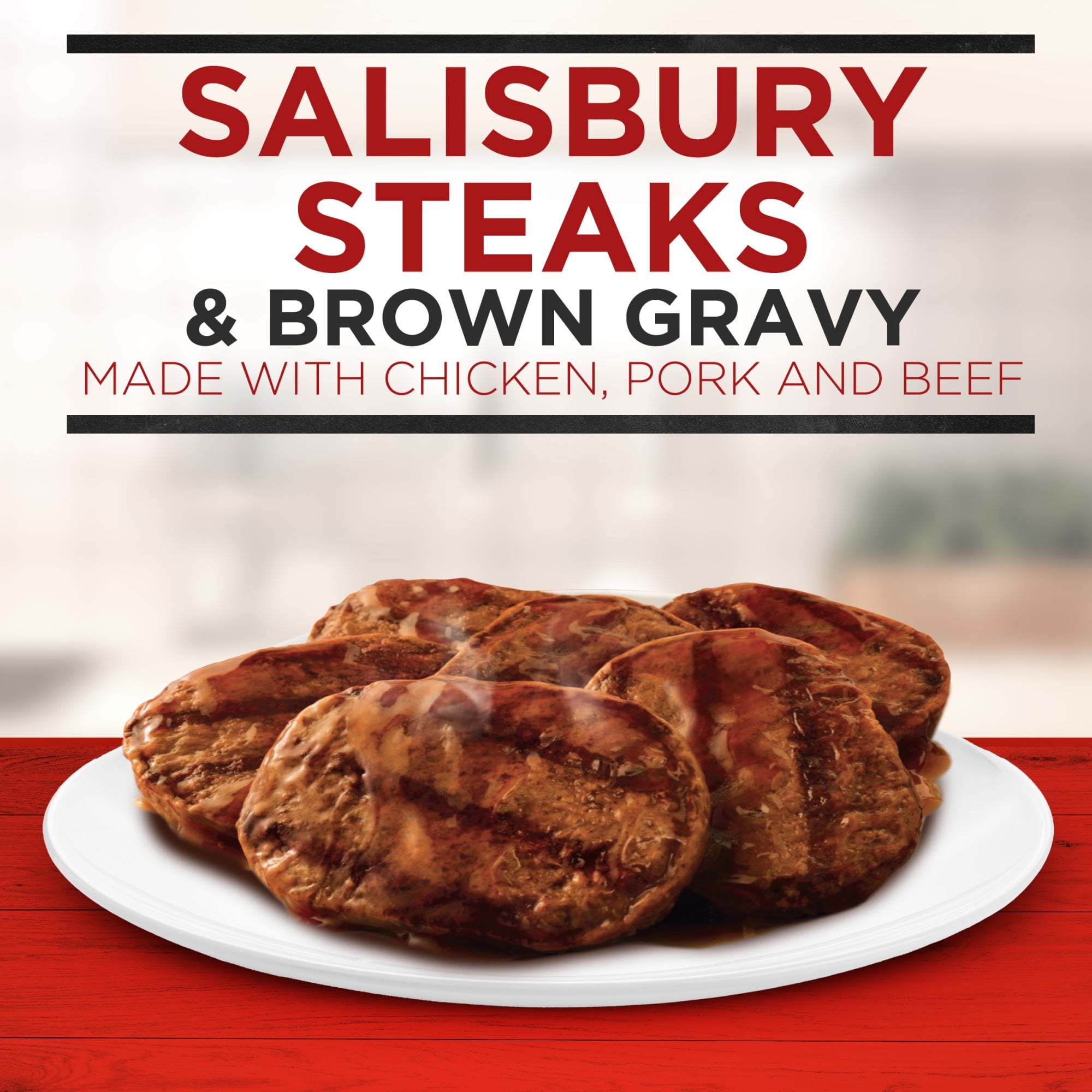 Banquet Family Size Salisbury Steaks and Brown Gravy, 8g Protein per Serving, Frozen Meal, 27 oz.