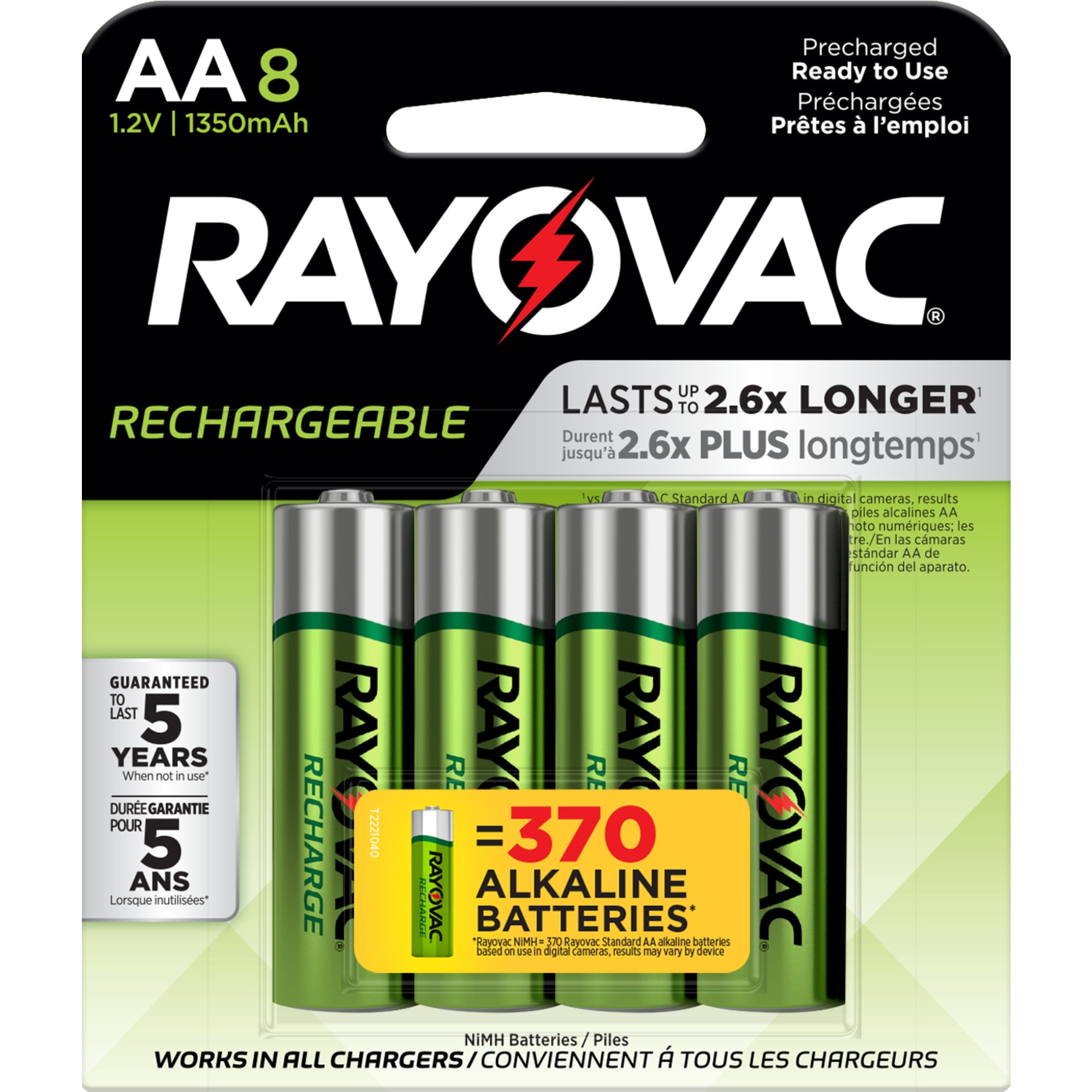 Rayovac Recharge NiMh, AA Batteries, 16 Count (2 x 8 count bundle)