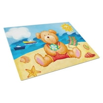 Caroline's Treasures Teddy Bear on the Beach Glass Cutting Board Large