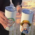 thumbnail image 5 of Botella de agua de One Piece Monkey D. Luffy Roronoa Zoro, taza de café con pajita, 420 ml, acero inoxidable, dibujos animados de anime, portátil, 5 of 5