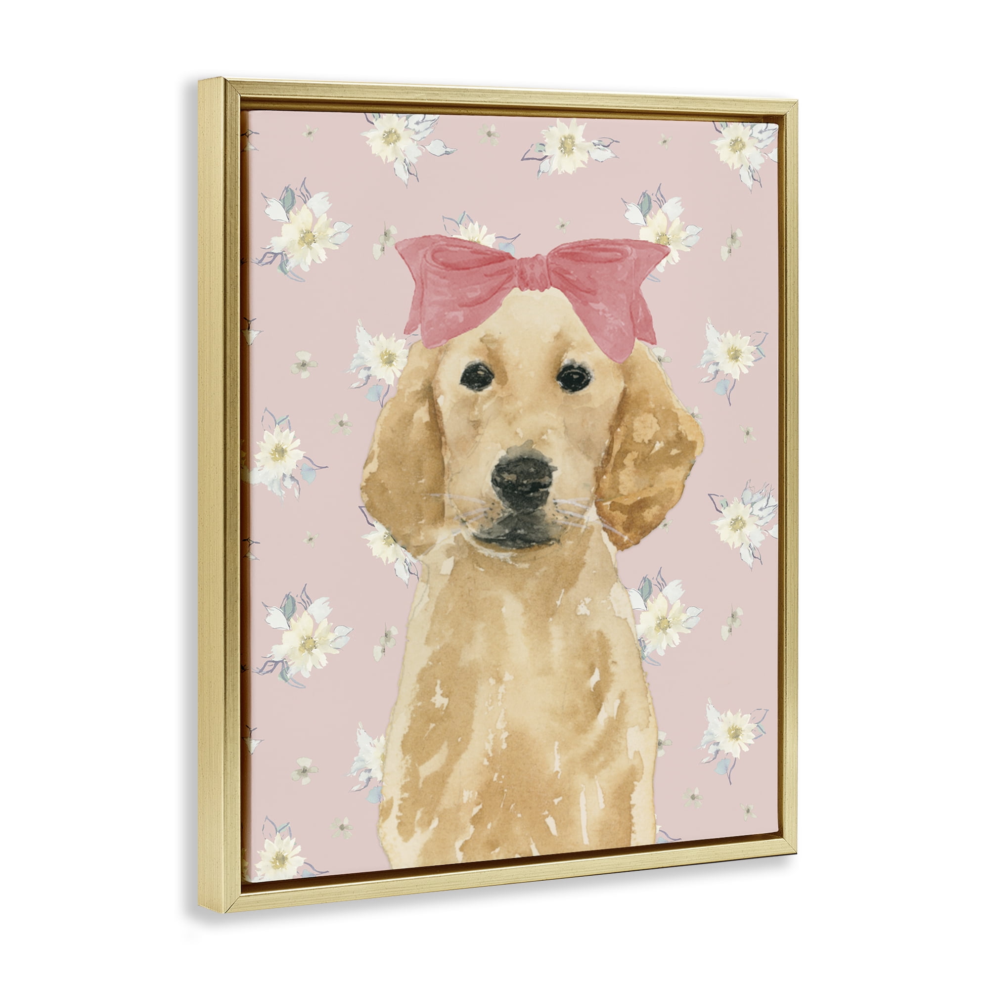 Stupell Industries Picture Ready Retriever Gold Framed Floater Canvas Wall Art, design by Lucille Price