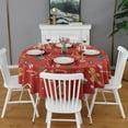 thumbnail image 2 of Red Christmas Gingerbread Man Pattern Round Tablecloth 60"x60",Wrinkle Wipeable Table Cloth for Kitchen Dining Room Picnic Patio Party, 2 of 6