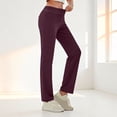 thumbnail image 2 of iHPH7 Yoga Pants Women with Pockets, Tummy Control Leggings Straight Leg High Waist Work Dress Pants Gym Clothes for Women Wine L, 2 of 9