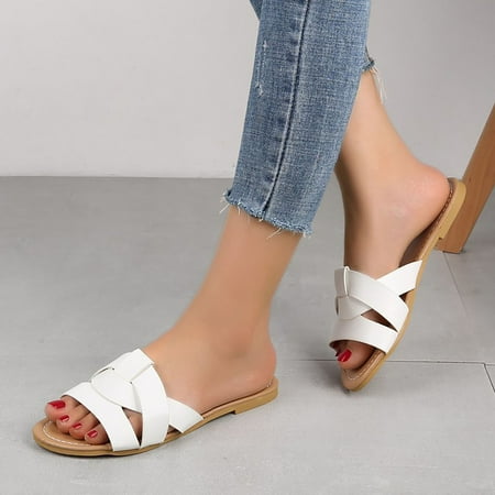 

Summer Leisure Beach Shoes One-flip Cross Open Toe Flat Sandals For Women