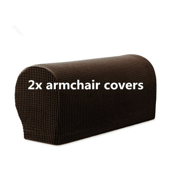 2-Pieces Stretch Armrest Slipcover Dark Coffee