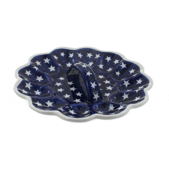 Blue Rose Polish Pottery Stars Egg Plate
