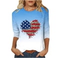 thumbnail image 1 of EQWLJWE Blouses à Manches Longues pour Femmes Hauts pour Femmes en Liquidation Mode Féminine Décontractée Col Rond Couture Couleur Contrastante T-shirt Blouse Manches 3/4, 1 of 4