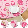 thumbnail image 4 of Pink Breast Cancer and Pioneer Flower Love Round Fitted Tablecloth with Elastic Edge,Dining Table Cover Waterproof,Outdoor Round Tablecloth for Camping,Dining,Indoor and Outdoor, 4 of 7